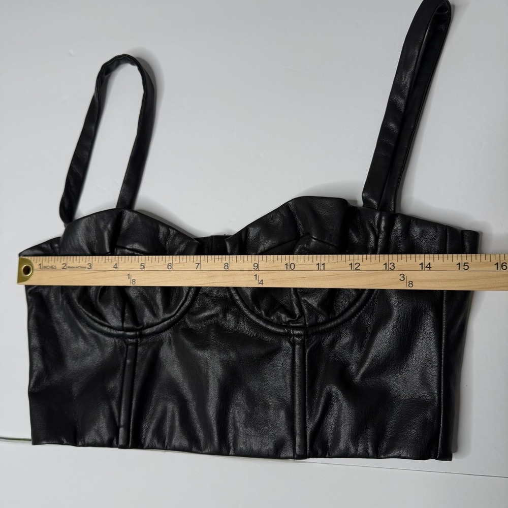 Lovers & Friends Women's Small‎ Crop Top Faux Leather Y2K Corset Bustier - Picture 3 of 5